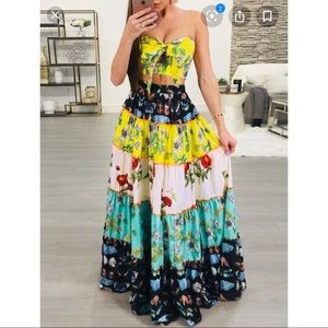 Floral maxi skirt set